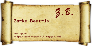 Zarka Beatrix névjegykártya
